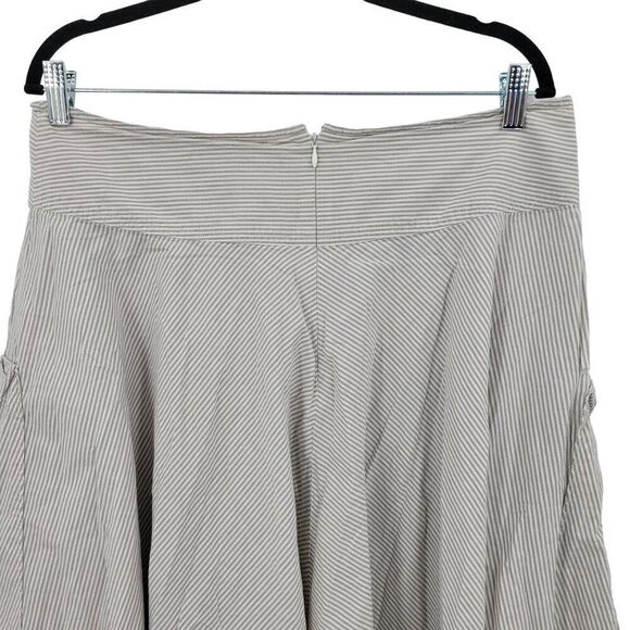 Vintage 90s Pin Striped Cotton Skirt 12 Gray Full Midi Pockets Casual Boho India - Picture 7 of 10